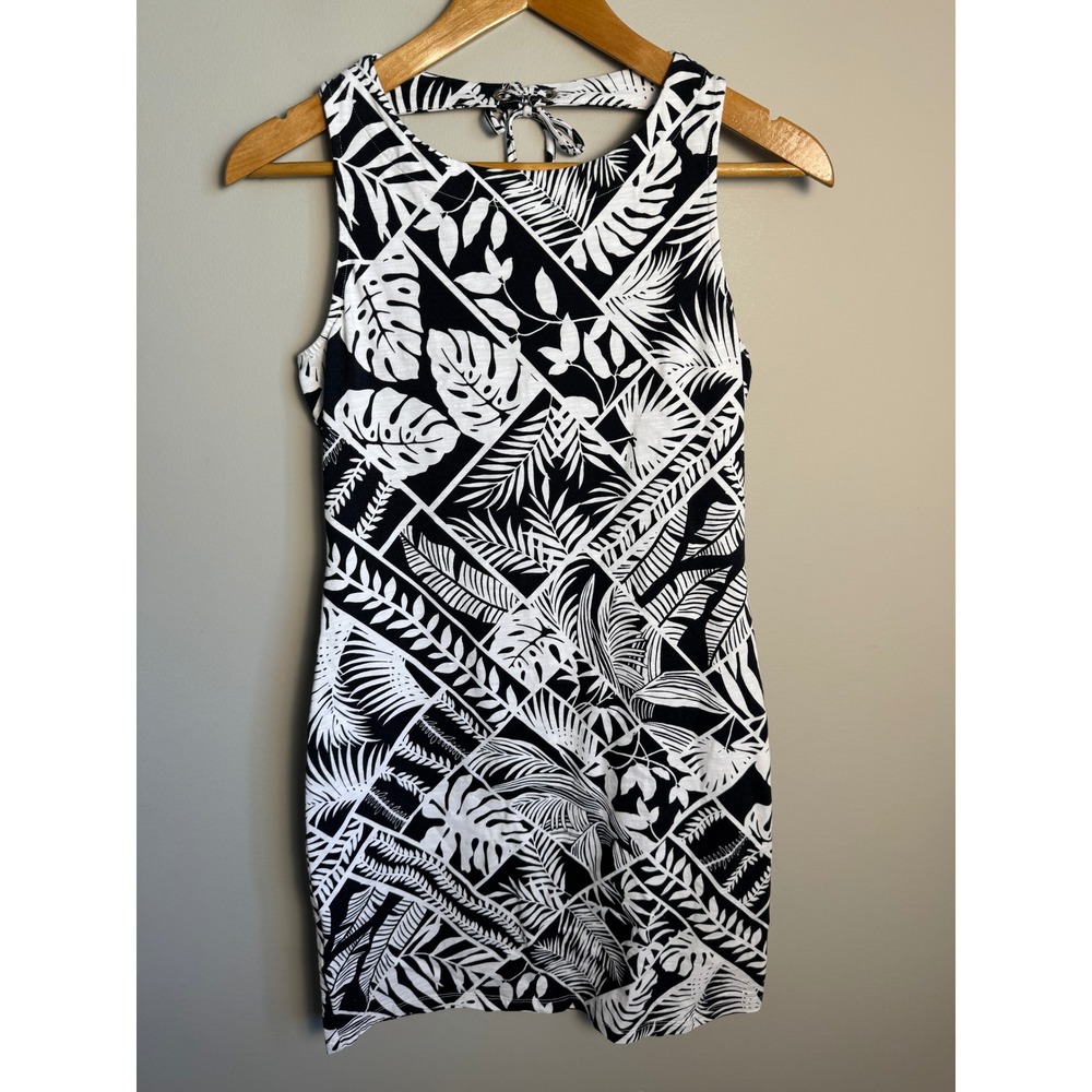 Tommy Bahama Womens Black/White Tropical Dress XS Tropical Resort Beachwear